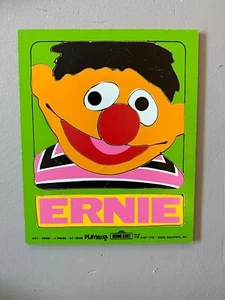 VINTAGE WOODEN PLAYSKOOL Ernie Tray Puzzle 1973 Sesame Street #315-1 - Picture 1 of 3