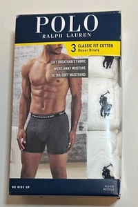 New 3-Pack Polo Ralph Lauren Classic Fit Cotton Boxer Briefs White Size Medium - Picture 1 of 4