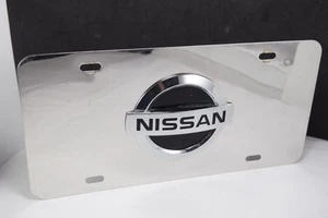 Nissan 3D Chrome Metal Logo Chrome License Plate Tag - Picture 1 of 6