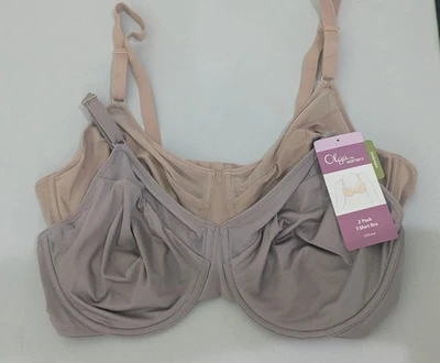 全新带标签 TWO(2) OLGA by Warners 尺寸 40DD 全覆盖钢圈 T 恤文胸 — 第 1/4 张图片