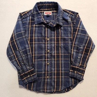 牧马人格子衬衫男孩尺寸 4 西部牛仔竞技青年蓝色黄色 — 第 1/4 张图片