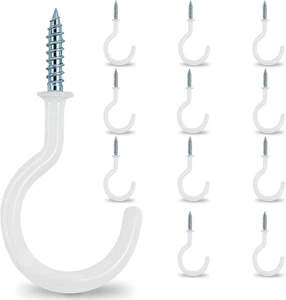2.9" Large Ceiling Hooks, 12 Pcs Heavy Duty Screw-In Wall Hooks, Vinyl Coated St - Picture 1 of 12