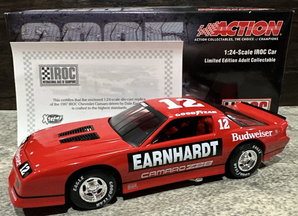 Camaro 1987 Dale Earnhardt Budweiser fondo rojo 1/24 IROC RCCA Action Xtreme Foto 1 de 4