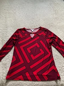 Blusa Liz Claiborne Mujer Geométrica Manga 3/4 Cuello Redondo Multicolor Talla M - Imagen 1 de 8