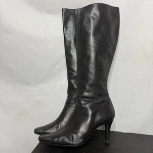 Stuart Weitzman Black Leather Pointed Toe Knee High Boots Size 6 B - Picture 1 of 11