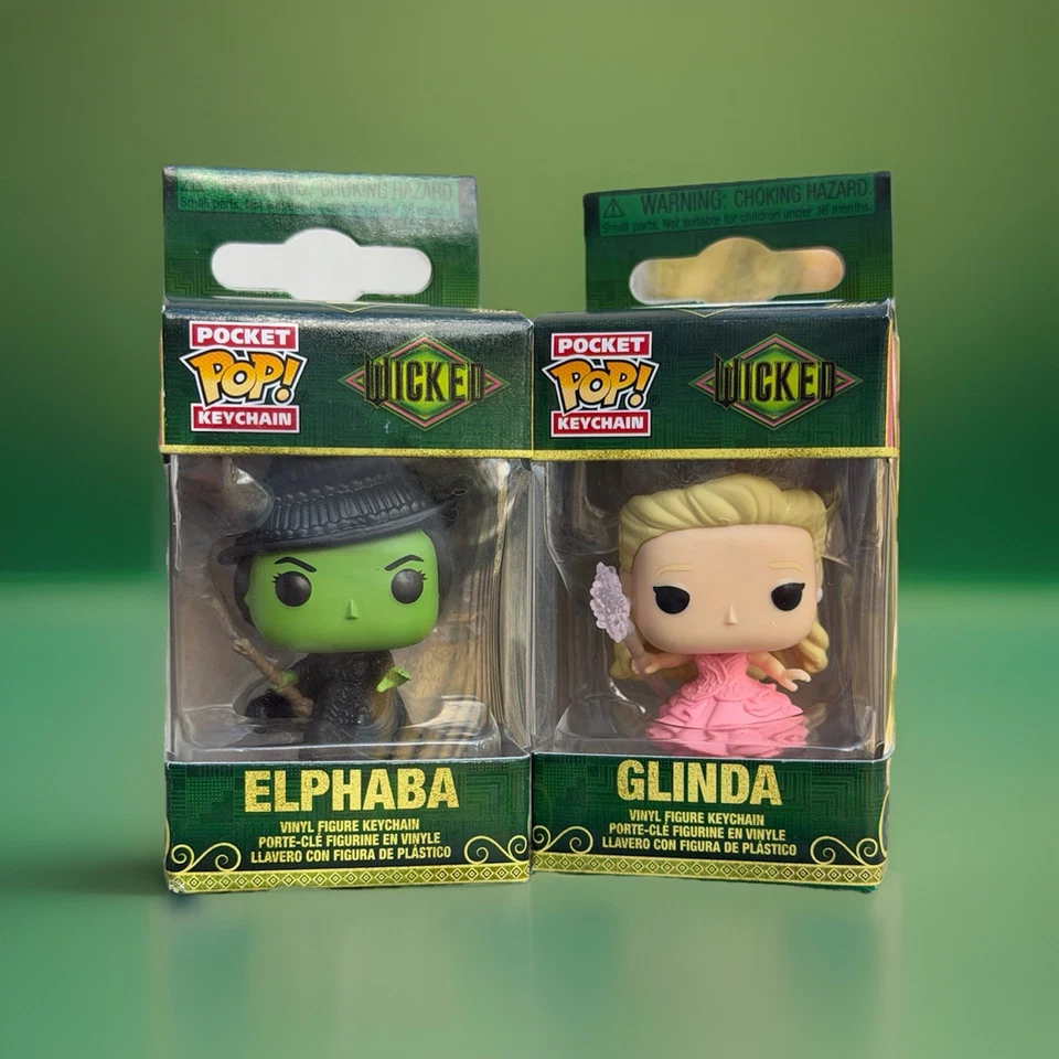Funko Pop Wicked Movie 2024 Set Lot Glinda Elphaba Keychain