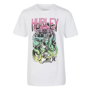 Hurley BOYS/Youth Shark Fight Octopus Deep Sea Graphic Tee White Large 12-13 yrs - Picture 1 of 4