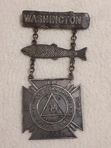 WASHINGTON IN HOC SIGNO VINCES 1887 GRAND COMANDRY KNIGHTS TEMPLAR MEDAL PINBACK - Picture 1 of 8