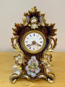 Antike Porzellan-Uhr, vermutlich französischer Herkunft 19. Jh., signiert - Bild 1 von 13