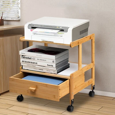 Mobile Printer Stand Holder Rolling Cart with Wheels for Home &Office 1/2/3 Tier - Image 1 of 4