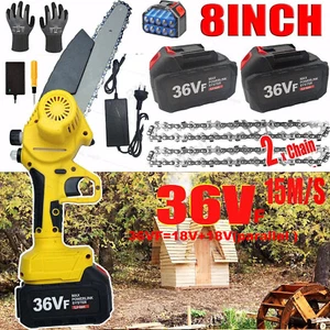 8INCH 4500W 18V Cordless New ectric Chainsaw 2Battery Wood Cutter Rechargeable - Picture 1 of 10