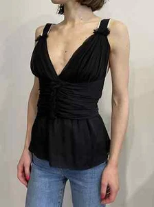 D&G Mesh Tank Top Corset Back Zip Up V-neck Back Womens Mesh sexy t2k fitted 40 - Picture 1 of 19