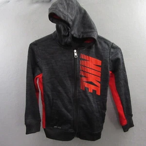 Nike Boys Full Zip Hoodie M Gray Red 6 Dri-Fit Active Hooded Athletic - Picture 1 of 10
