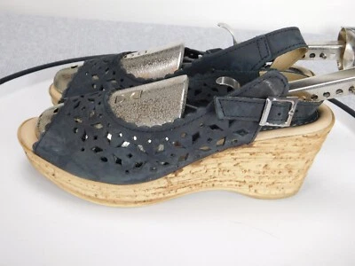 Spring Step 36 EU 5 US Orella Perforated Leather Wedge Open Peep Toe Sandals - Image 1 of 4