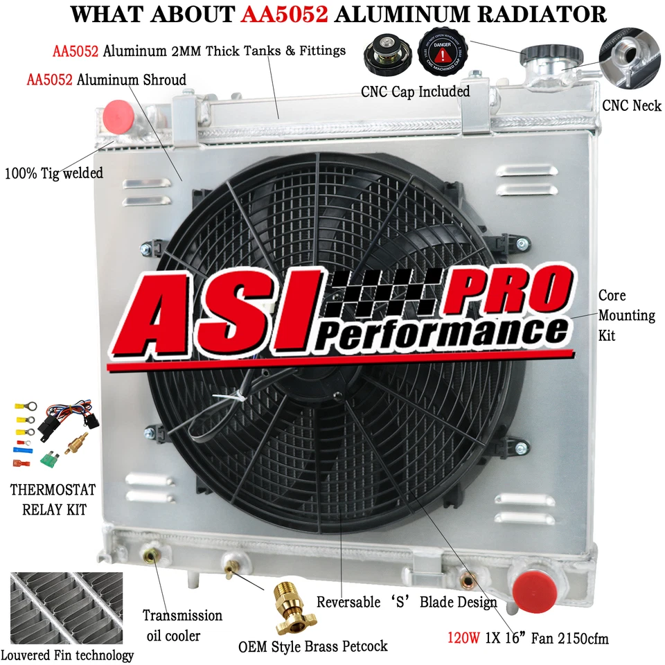 3 Row Aluminum Radiator&Shroud Fan for 2005-2011,07 Dodge Ram Dakota ST SXT/SLT Foto 1 de 4