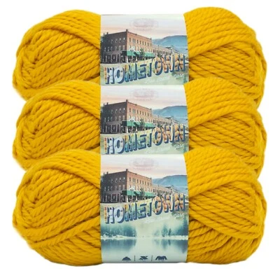 (3 Pack) Lion Brand Yarn 135-159K Hometown Bulky Yarn, Madison Mustard