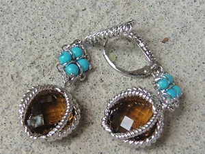Atelier S.S. Smoky Quartz And Turquoise Earrings - Picture 1 of 8
