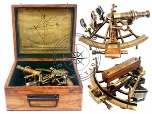 Henry Barrow & Co. London 8" Brass Ship Sextant German Sextant With Hardwood Box - Picture 1 of 6
