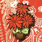 3 Pack Of Christmas Holiday Red Poinsettia Flowers Pin Back Made In USA