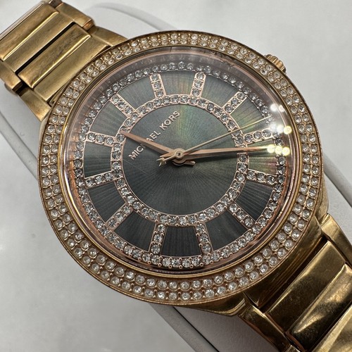 Michael Kors Kerry Orologio da polso Donna Quadrante Nero Oro Rosa Acciaio Inox MK3397