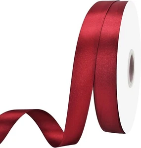 7/8 Zoll breit 100 Yards weinrot doppelseitiges Satinband für Geschenke und Kunsthandwerk - Bild 1 von 5