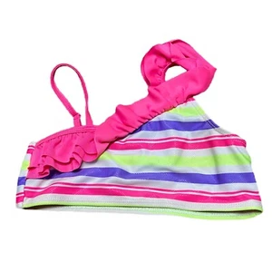 Jantzen Girls Swimwear Bikini Top Size 8 Pink purple green Stripes - Picture 1 of 3
