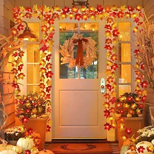 2 Pack Fall Decorations for Home Maple Leaf Lights Multicolored, Total 20Ft 40LE - Picture 1 of 12