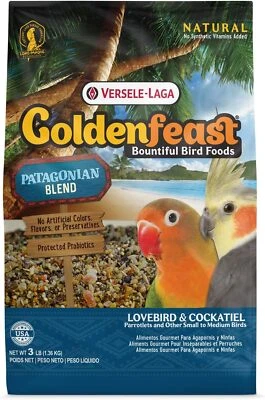 Mezcla patagónica Goldenfeast, alimento para aves de 3 lb, mezcla de semillas para aves, alimento para granos de loro Foto 1 de 2