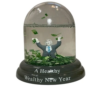 Vintage John Jonik Snow Globe Strike It Rich Wealthy New Year 1985 Enesco Money - Picture 1 of 11