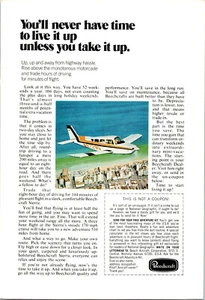 Anuncio impreso Beechcraft Airplane Aircraft Time To Live It Up 1973 de colección  - Imagen 1 de 1