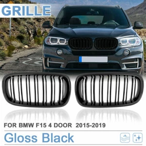 For 2014-2018 BMW F15 X5 Gloss Black Front Hood Bumper Kidney Grille Grill - Picture 1 of 7