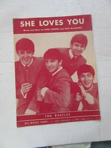 She Loves You by Lennon and McCartney The Beatles photo cover 1964 vintage sheet - Picture 1 of 5