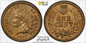 1863 Indian Cent, Penny, PCGS MS63, TrueView, Copper Nickel, Stong Luster, C7511 - Picture 1 of 3