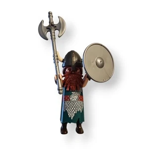 Playmobil Figur Wikinger Krieger Bart Helm Rundschild Mittelalter Norden Angriff - Bild 1 von 1