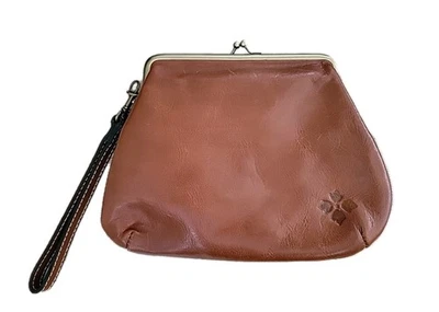 Patricia Nash Kiss 锁离合器 Savena 皮革腕带棕色棕褐色钱包波西米亚  — 第 1/4 张图片