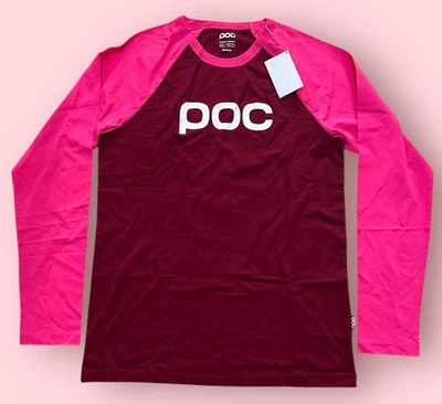 Camiseta deportiva raglán POC para hombre L/S (rosa neón/rojo soldadura) ~~ Nueva con etiquetas Foto 1 de 4