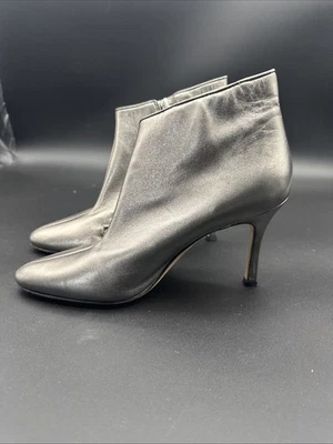 Manolo Blahnik Botas Mujer Plateadas Metálicas Cuero Tacones Italia Cremallera Alta Foto 1 de 4