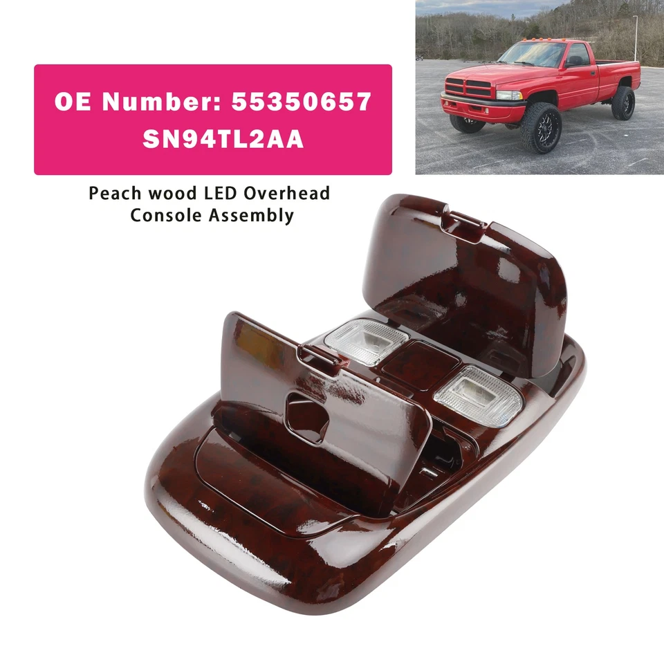 🚘Front LED Overhead Console Peach wood For Dodge Ram 1500 2500 3500 98-02 Foto 1 de 4