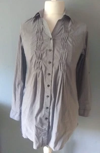 Collection Debenhams - Size 10 - Grey - Pinstripe - Long Shirt - Roll Tap Sleeve - Picture 1 of 10
