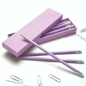 12 matite lilla in scatola personalizzate con nome stampato/in rilievo matite HB - Foto 1 di 8
