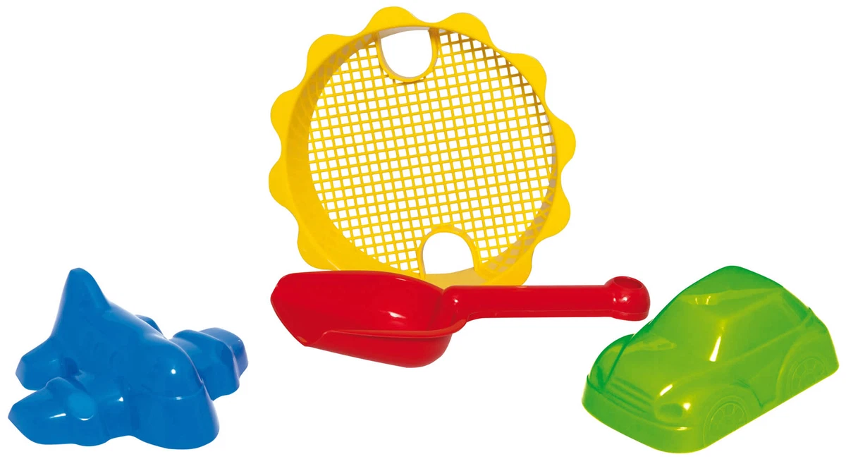 Platzsparender Strandeimer Mit Förmchen – Faltbar, Inkl. Schaufel & Harke, Für Sandspiel Am Meer