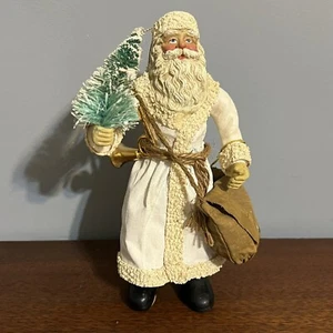 Vintage Possible Dreams Clothique Tree Ornament Santa White Coat Tree Bag Tag - Picture 1 of 13