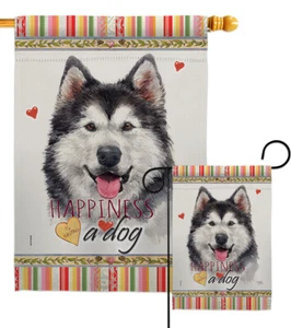 Siberian Husky Happiness Garden Flag Animals Dog Decorative Yard House Banner - Picture 1 of 13