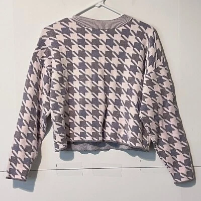 Suéter corto Ann Taylor para mujer talla XS gris rosa pata de gallo ultra suave Foto 1 de 4