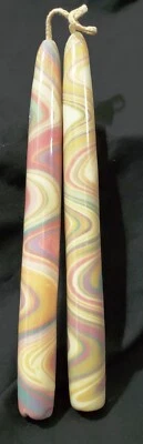 TAPER CANDLES with Joined Wicks 粉彩漩涡大理石纹奶油粉色蓝色紫色 8 — 第 1/4 张图片