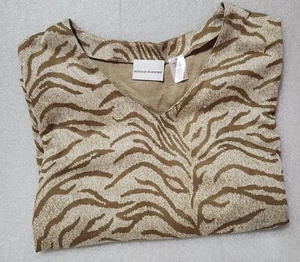 Alfred Dunner Bluse Damen Gr. XL braun hellbraun gold Animalprint 3/4 Arm - Bild 1 von 5