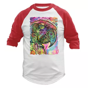Close up pappagallo animale domestico divertente scherzo umorismo umoristico manica 3/4 raglan - Foto 1 di 10