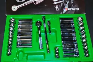 SK 91844 1/4 Dr 44 Pcs 6 Point Std & Deep, Metric & SAE Socket Set Old SK Logo - Foto 1 di 10