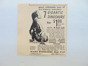 7-GIGANTI DINOSAURI anni 50 alti 4 piedi solo 1,00€ pubblicità stampa vintage - Foto 1 di 1