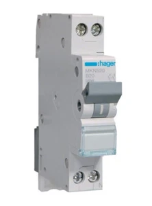 Hager MKN520 Leitungsschutzschalter 20A 2P 1P+N 2-polig 1-polig+N 6kA B-Charakte - Bild 1 von 1